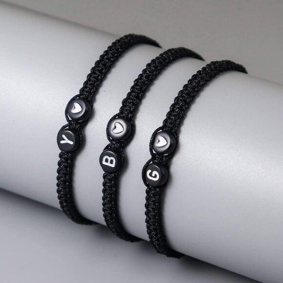 Heart Initial Bracelets 26 Letters Initial Charms Bracelet for Women Gifts A-Z B - Picture 2 of 5